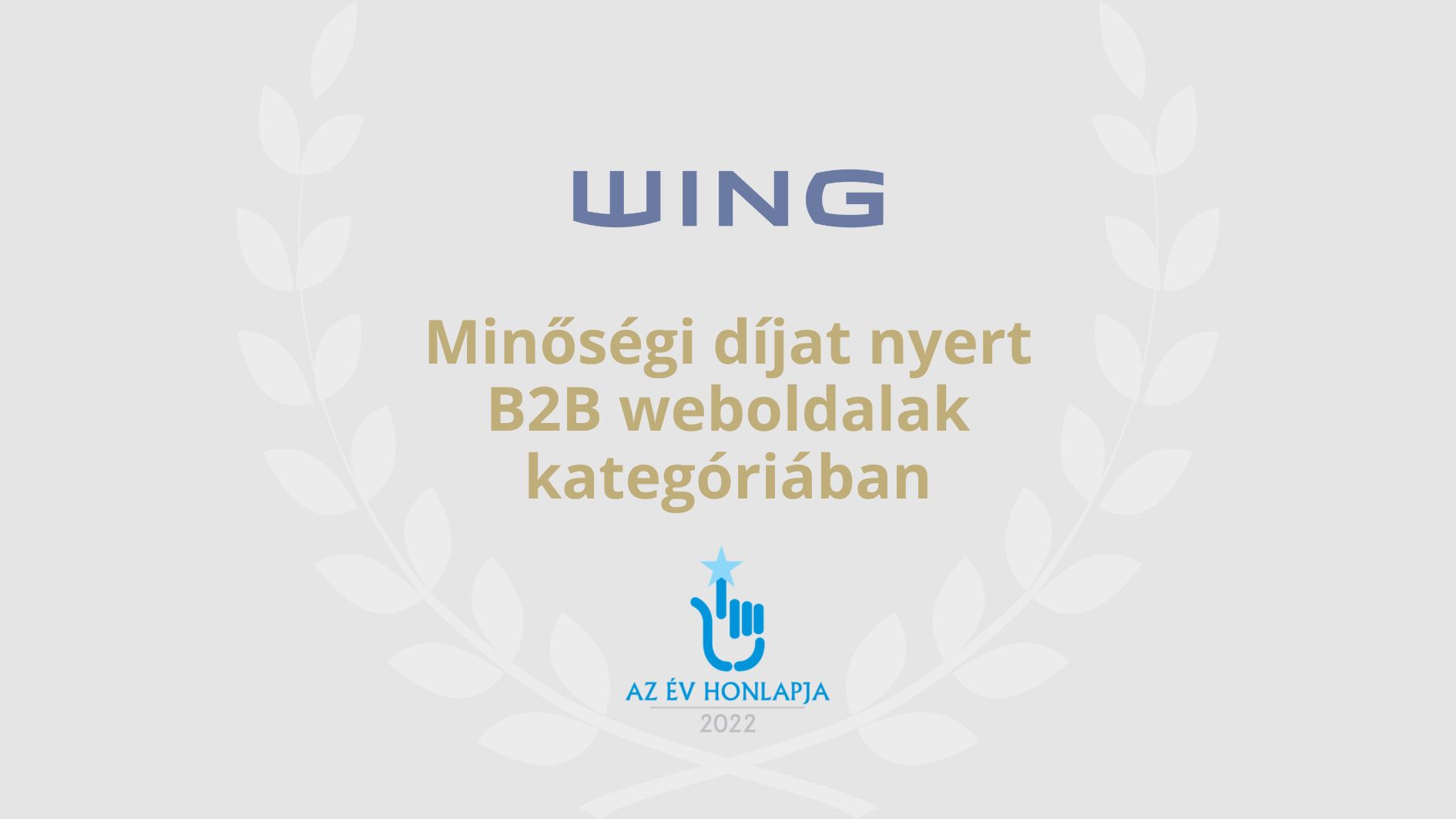 A WING az Év Honlapja Pályázaton Minőségi díjat nyert B2B kategóriában