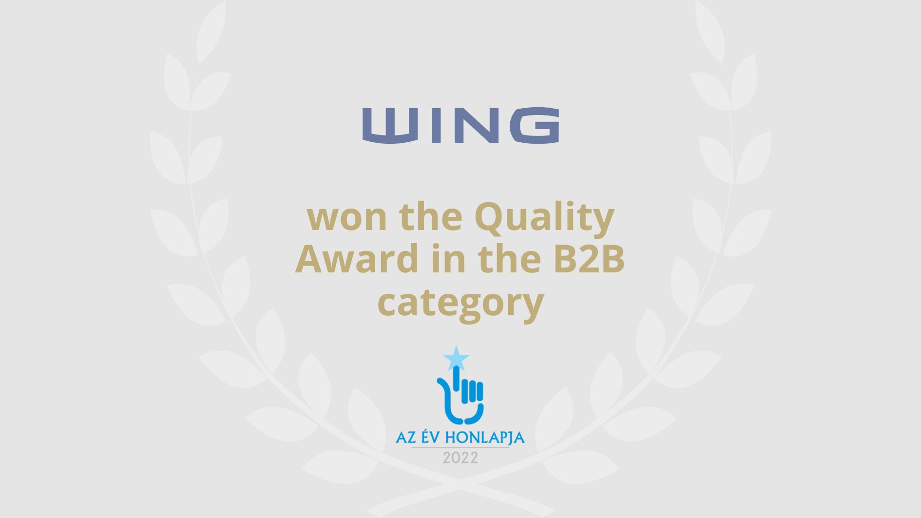 WING Won Quality Award in the B2B Category of the Website of the Year Competition